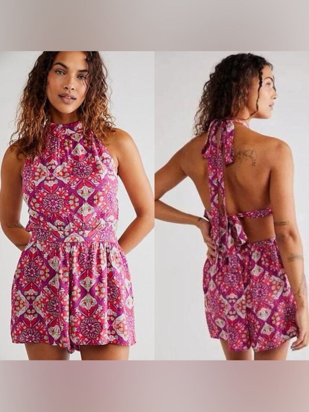 Free People Backless Halter Romper